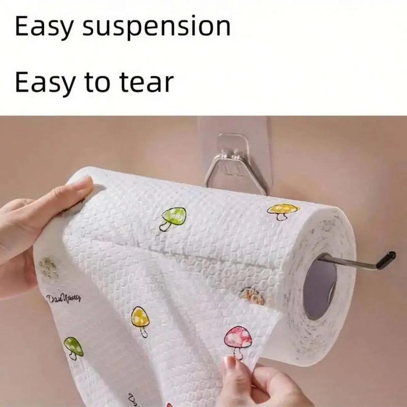 200 Sheets(4 Rolls) Disposable Kitchen Paper Towel Absorbent Dish Cloth Lazy Rag Wet And Dry Use Kitchen Cleaning Paper Cloth