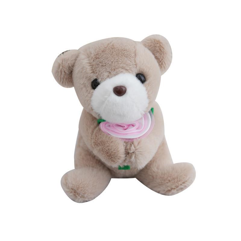 Plush Rose Dog Cat Dolls Toys Stuffed Animals Pp Cotton Filling White Brown