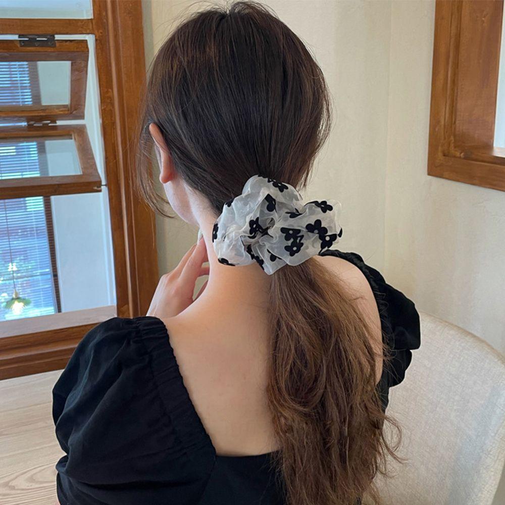 Cloth Women Hair Ties Flowers Mesh  Scrunchies Elastic Hair Bands Korean Style Hair Rope