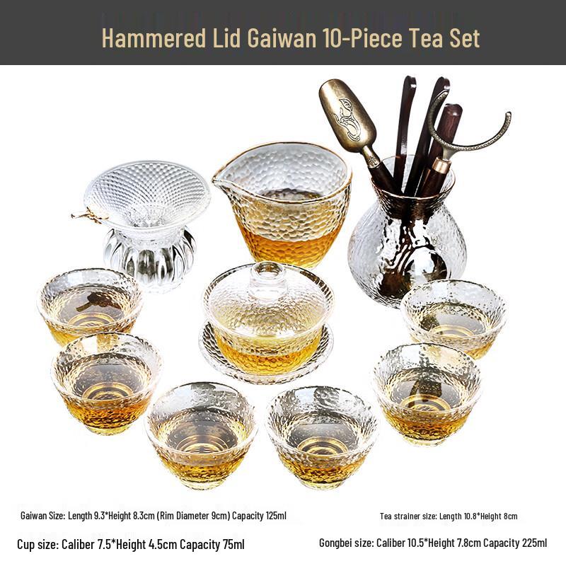 Lainuo 10-Piece Hammered Gaiwan Tea Set