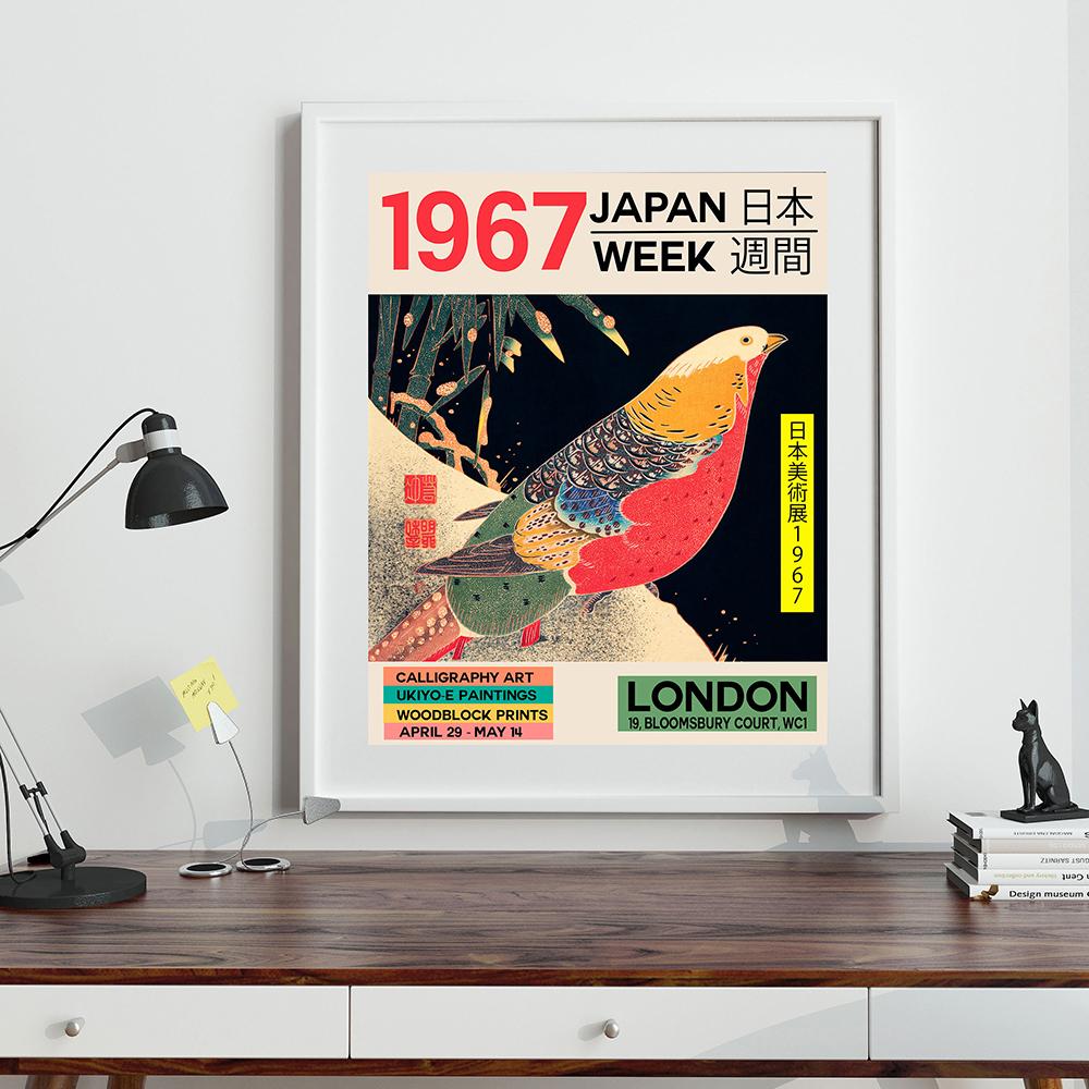 Japanese Canvas Print London 1967 Unique Exhibition Poster Art Week Nouveau Painting Wall Decor For Living Room Home Decoration