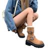 2025 autumn and winter new frosted cowhide muffin thick bottom Korean version of Martin boots Internet celebrity travel desert boots secret