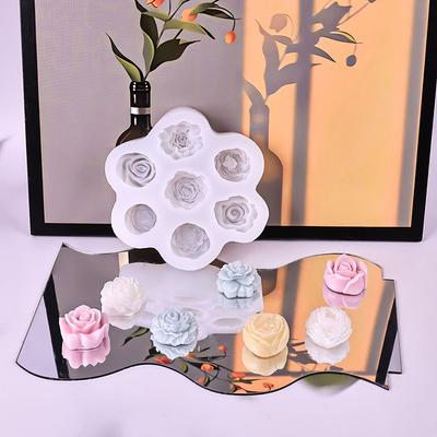 7 In 1 Flower Silicone Molds 3D Rose Peony Chocolate Cake Baking Mold Handmade Candle Soap Gypsum Resin Handicraft Making Tools