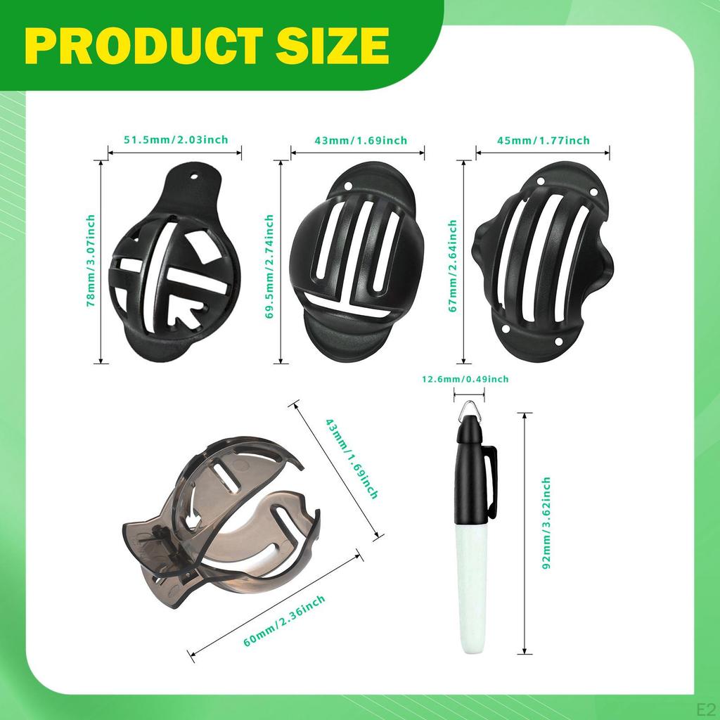 8x Golf Ball Liners and Pens Marker Set Easy Carry Functional Portable Reusable Template