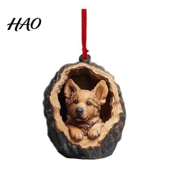 Hanging Animal Ornament Christmas 2D Flat Acrylic Forest Pendant Xmas Wildlife Themed Decoration Tree Backpack Decor Gift for Lovers Rustic Holiday