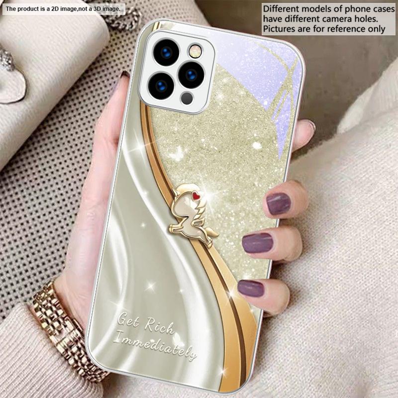 Ein verträumtes lila Einhorn Für iPhone 17 Air 16 E 15 14 13 Plus 12 mini 17 Pro Max 11Pro XR Xs 16E 7 8 11 Gehärtetes Glas Handyhülle