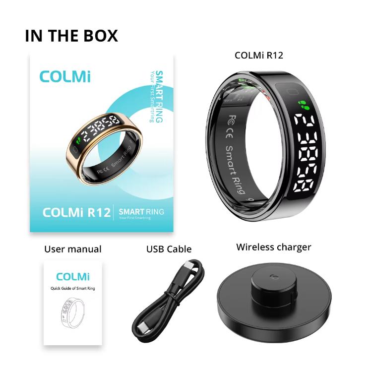 2026 COLMI R12 Smart Ring con Schermo Display e Touch, Ricarica Wireless, Gestore della Salute, Impermeabile 5 ATM Per Uomini Donne