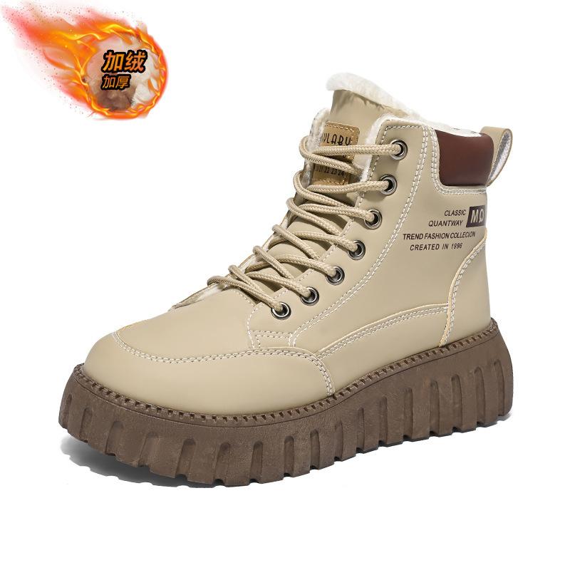 Winter velvet high-top Martin boots thickened thermal cotton shoes platform short boots casual snow boots