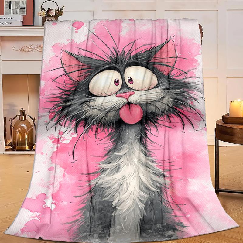 1PC Black Cat In Sunflower Town Flannel Blanket Gift, Suitable for Both Men And Women, Soft Ideal for Beds And Sofa, Birthday Or Christmas Gift