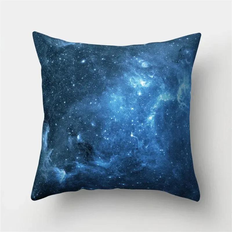 Rainbow Starry Sky Moon Fantasy Pattern Throw Pillow Cover With Short Plush Print For Living Room Sofa Decoration Cushion Cover