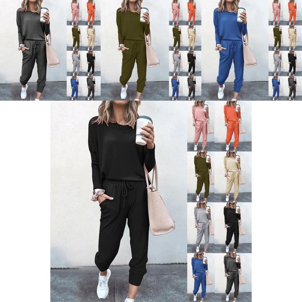 Women Tracksuit Set With Solid Color Hoodie And Pants Comfortable Loungewear For Daily Use