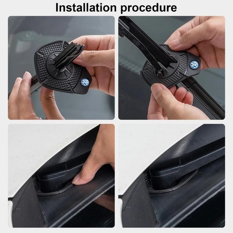 EFG1 Car Wiper Hole Protective Covers Debris Leaves Dustproof Sleeve For VW GTI Polo Golf Passat B6 Tiguan Arteon Jetta T-ROC ID.4 CC