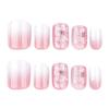Gradient Flower Manicure False Nails - Medium Short Square Tips for Summer