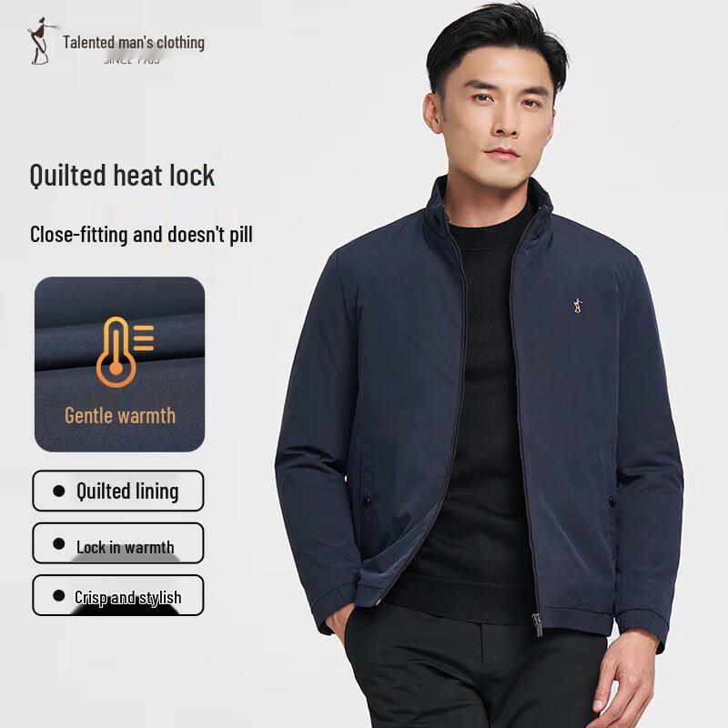 Men's Padded Embroidered Windproof Stand-up Collar Jacket