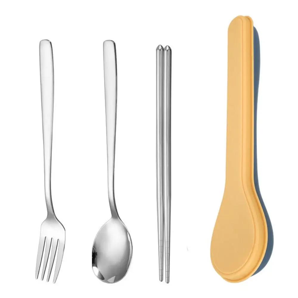 3/2pcs with Case Cutlery Set Korean Style Spoon Fork Chopsticks Dinnerware 410 Stainless Steel Spoon Shape Box Tableware Suit