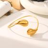 18K Gold-Plated Stainless Steel Teardrop Open Bangle – Versatile, Fashionable Bracelet for Women