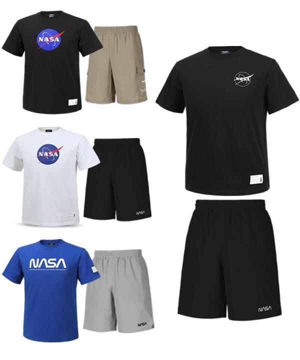 NASA Unisex Cotton Round Neck Short Sleeve T-Shirt + Woven Spandex Shorts Set [12 Colors]