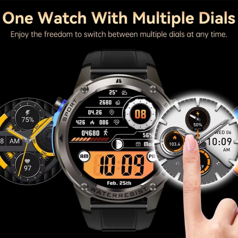 DM56 1.43-inch AMOLED screen GPS smartwatch for Men BT call Height Compass Android Fitness Tracker Bracelet iOS Remote