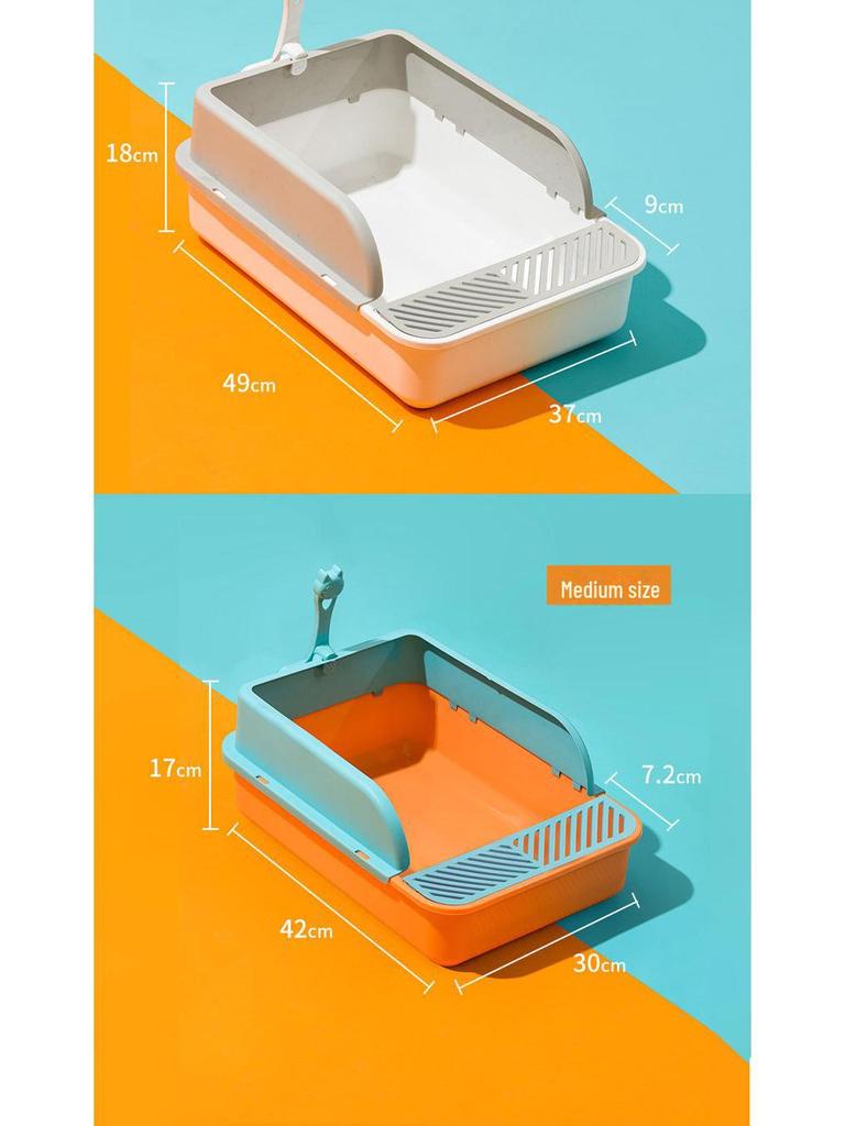 Premium Oversized Splash-Proof Cat Litter Box - Durable Plastic, Perfect for Large Cats