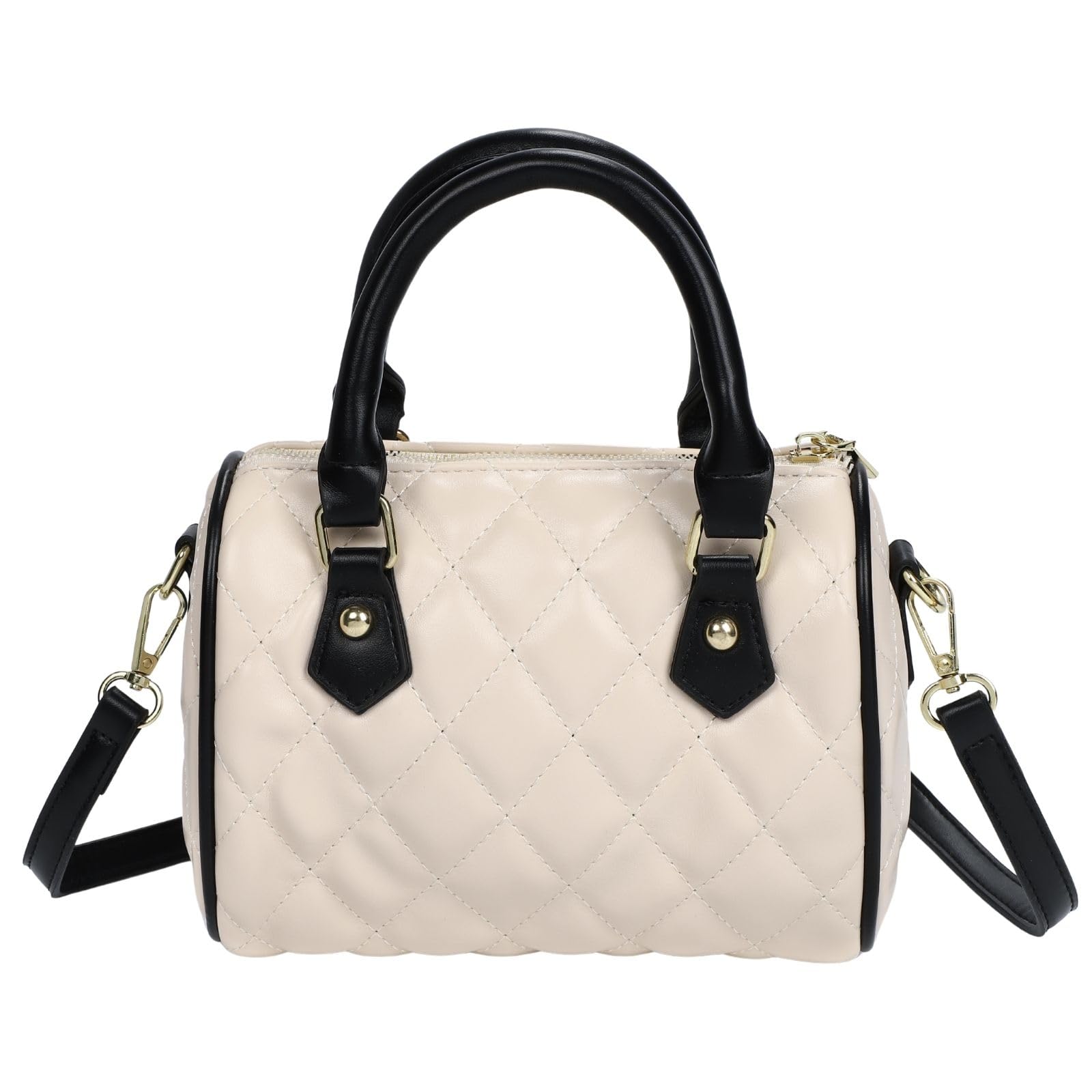 

Harujio Quilted Mini Boston Shoulder Boston Horizontal Shoulder Crossbody Popular Bag, Bag, Bag, Bag, Women s, 2-Way, Small, Horizontal, Bag, Bag, білий