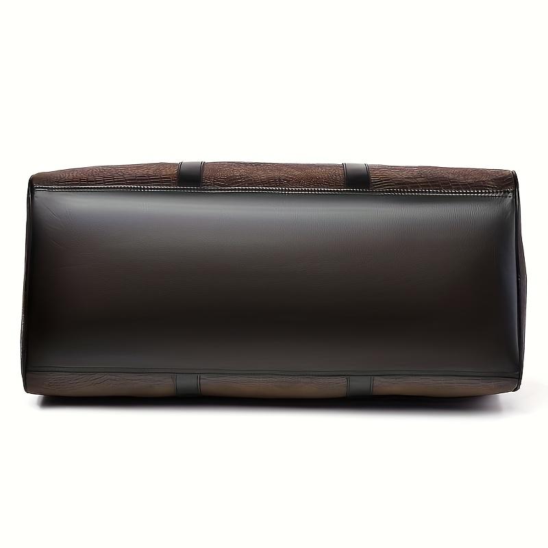 Vintage Crocodile Pattern Duffel Bag | Retro Style | Large Capacity | | Black & Dark Brown | Versatile Travel Tote with Shoulder Stra