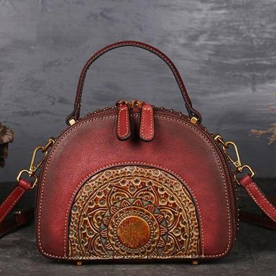 Borsa totem retrò fatta a mano Borsa da donna in vera pelle Borse a tracolla e a tracolla piccole in pelle di vacchetta
