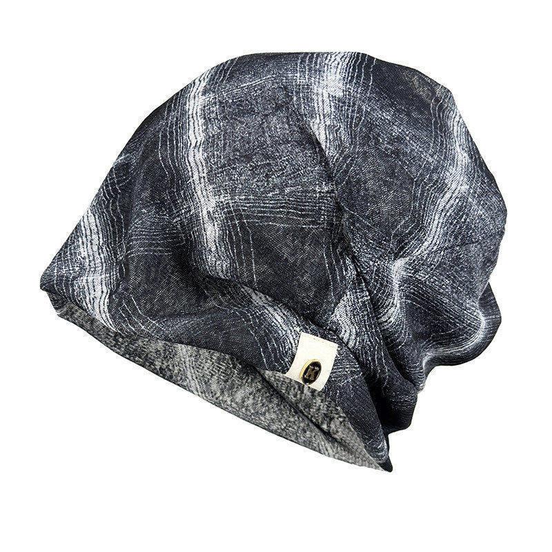 Trendy Plaid Slouchy Hat - Unisex Pleated Beanie for Spring & Summer