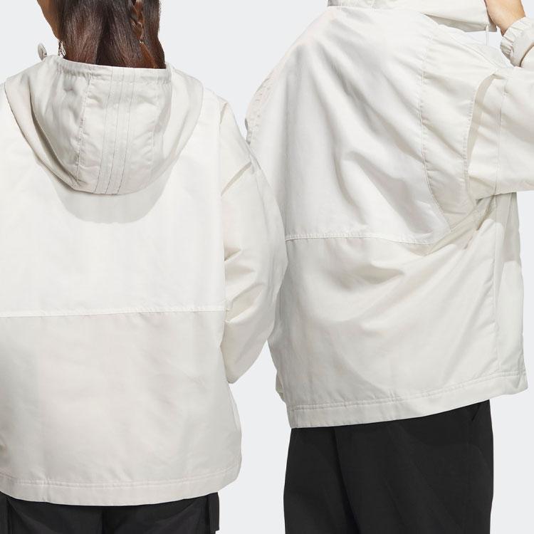 adidas Neo Colorblock Zip Hoodie With Drawstring Unisex Outerwear Alumina-Brown IK6004