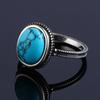 100% 925 Sterling Silver Ring Oval 8*10MM Natural Turquoise Vintage Ring Female Party Anniversary Gift Wholesale