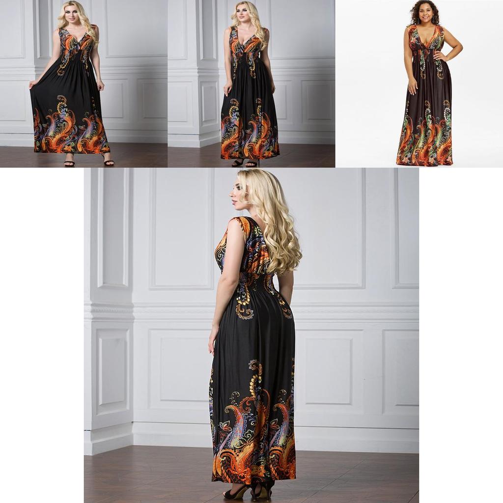 Elegant Women Dress Sleeveless V Neck Evening Party Gown Maxi Long Dress