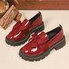 New Plus Size Bow Platform Loafers - Women’s Low Top Slip-On British Style Leather Shoes