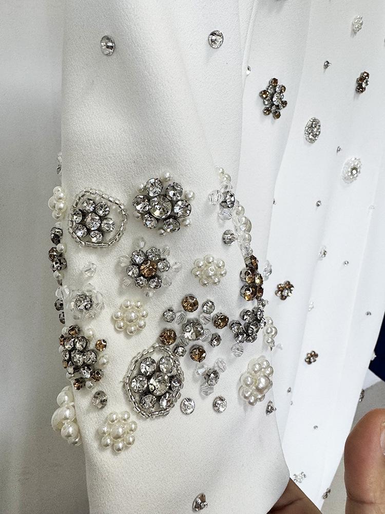 2026 European & American Celebrity Long-Sleeve Evening Gown with Heavy Beading & Rhinestones