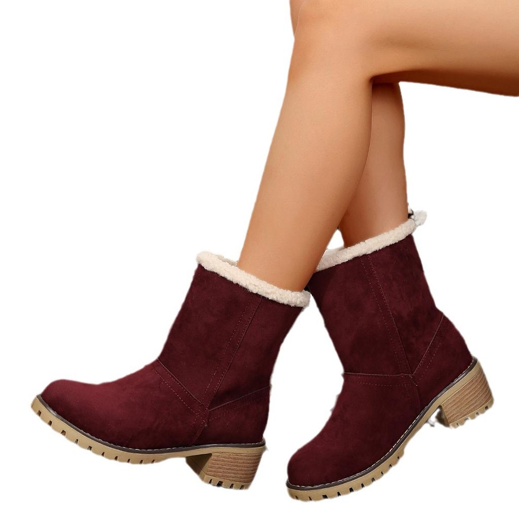 Classic autumn and winter foreign trade large size thick medium tube velvet thermal cotton boots European and American snow boots two wear women's