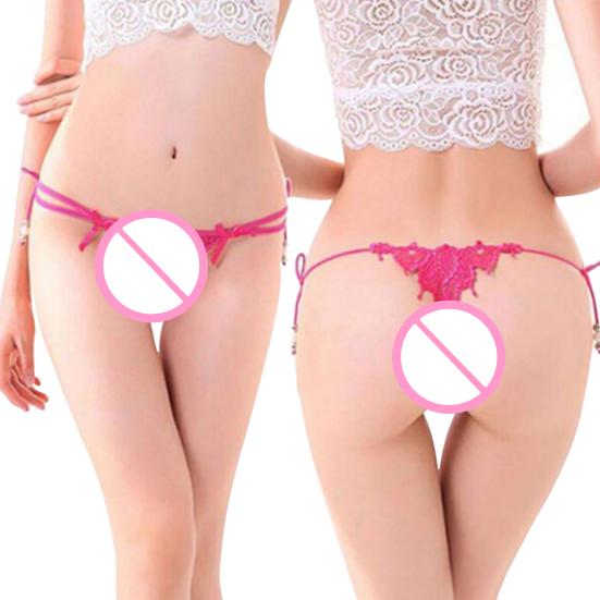 Briefs Sexy G-String Nylon Bowknot Dangle Bead Knickers for Everyday