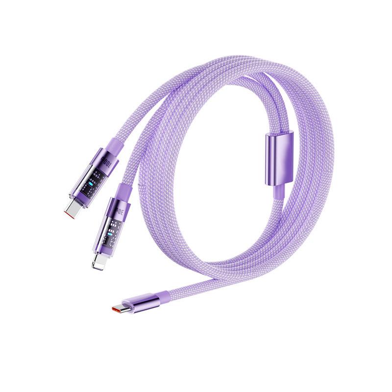 PD100W Transparent Flash Charging Cable for iPhone 14/12 with Light Data Connector
