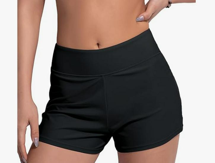 2025 Women's Swimwear: Versatile Solid Color Boxer Swim Trunks for Casual Sports