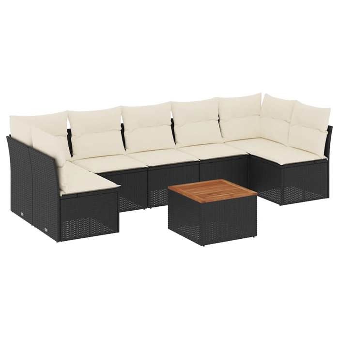 VidaXL Garden Lounge Set with Cushions 8 Pcs, Patio Sofas, Furniture Set, Outdoor Terrace Furniture, Black 3255902