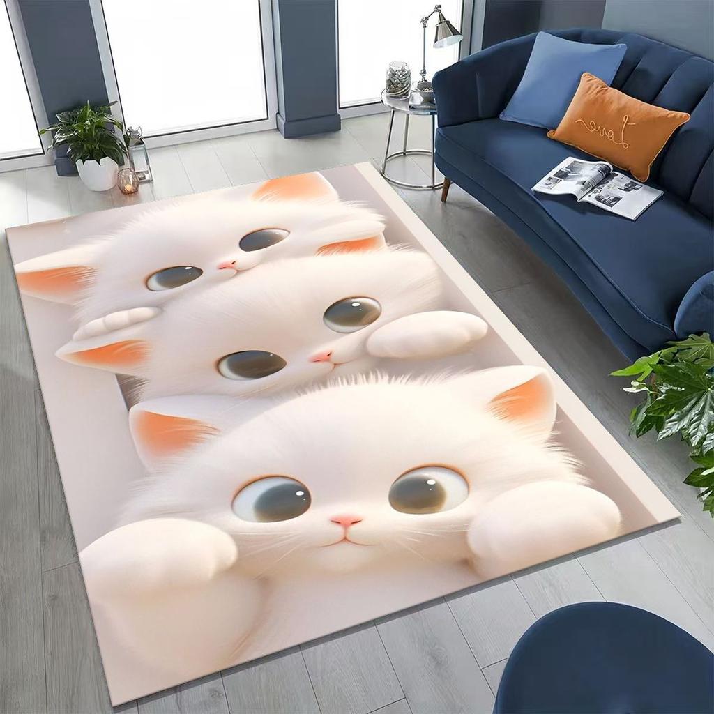 Neuer Niedlicher Katze Kätzchen Miau Cartoon Teppich für Schlafzimmer Wohnzimmer Sofa Zuhause Fußmatte Dekor, Große Kinder Spiel Anti-Rutsch Bodenmatte