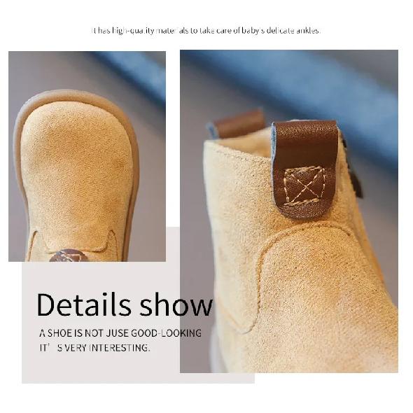Kids Winter Boots 2025 New Fleece Lined Unisex Retro British Style Slip Resistant Warm Snow Boots
