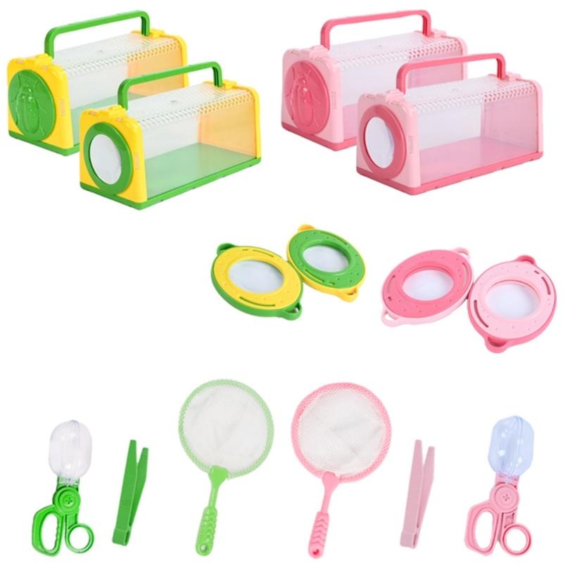 Educational Insect Exploration Kits with Catcher Net and Tweezers for Kids Science Nature Exploring Outdoor Activity Toy