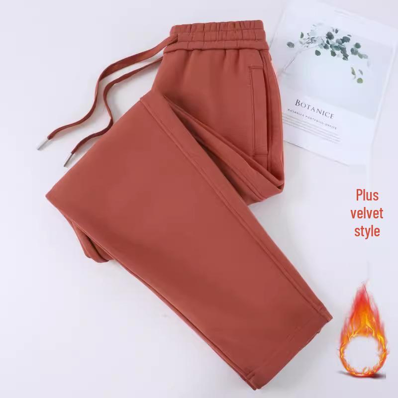 

2025 Women s Brick Red High-Waist Fleece-Lined Sweatpants for Autumn and Winter XXL brick червоний колір