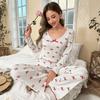 Women's European Style Bowknot Pajama Set - Long Sleeve Top & Elastic Long Pants, Printed, Casual, and Sexy for Indoors or Outdoors.
