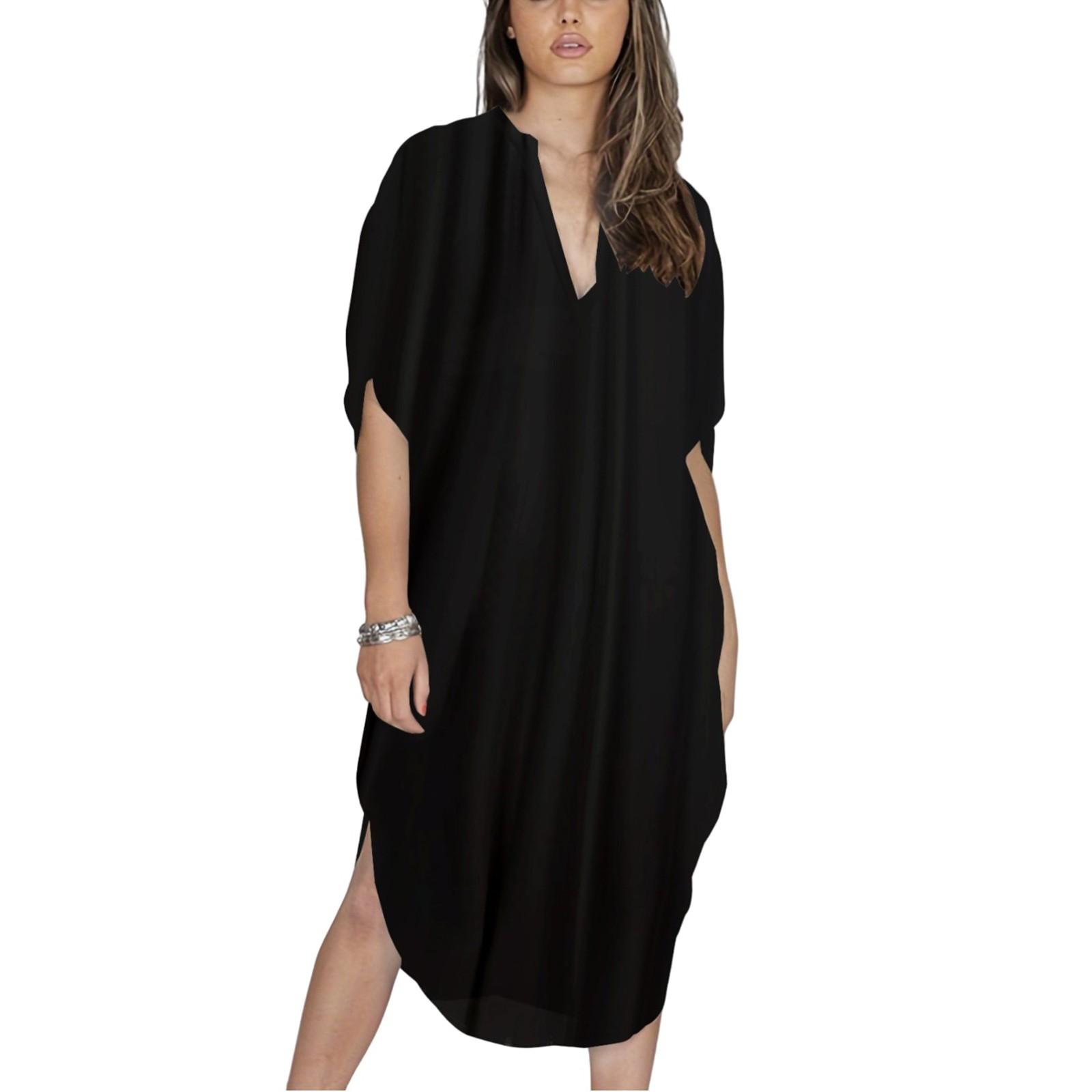 

Пляжная накидка с красочным цветочным принтом, свободный халат для отдыха, бикини, рубашка от солнца One Size чёрный