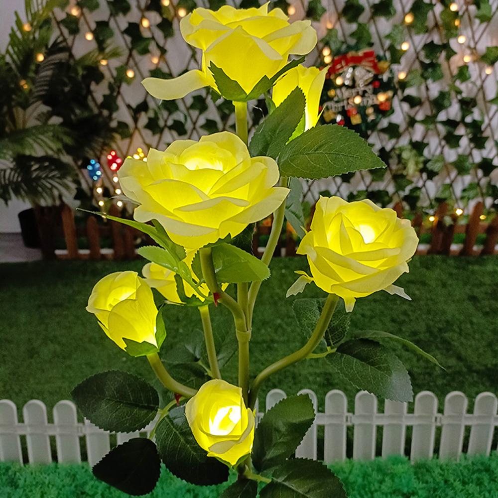 

Солнечный цветочный светильник с 5 головками, лампа для газона с розами, декоративная дорожка, водонепроницаемая, для наружного двора, патио, сада, ландшафтного декора 5 Head жёлтый