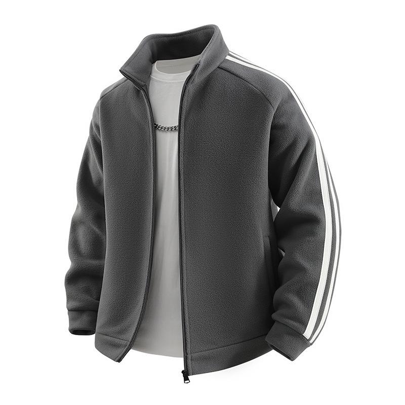 FANSET Men s Trendy Fleece Jacket: Autumn/Winter Casual Outdoor, Thickened Lined, Stand Collar Sports Design. XL (140-160 jin)