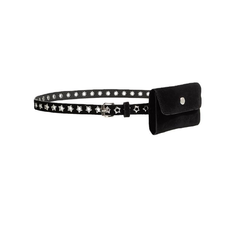 

Women Thin Waist Belt with Small Wallet Adjustable Large Eyelet Waist Pack Belt for Small Items Daily Activity Accessory чёрный