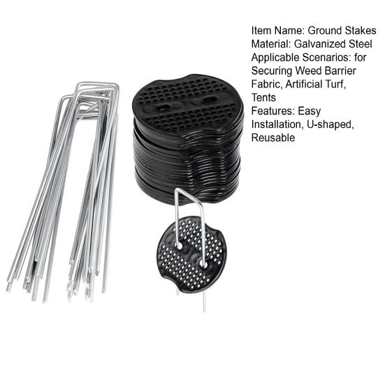 50 Buc. Țăruși de grădină cu 50 Buc. Garnituri Pini de peisaj din oțel galvanizat