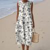 Women's Fashion Casual Sleeveless Round Neck Floral Elegant Temperament Dress