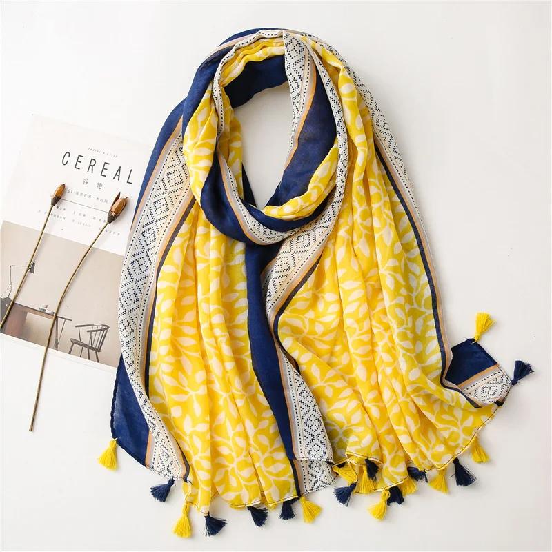 Women Scarf Flower Print Hijab Soft Shawls and Wraps Tessale Female Foulard Designer pashmina Bandana Headscarf