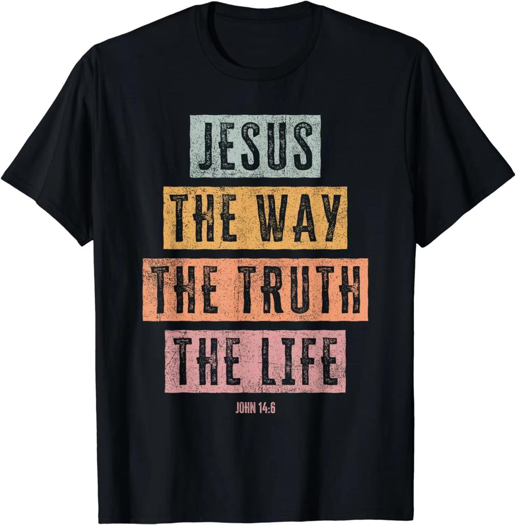 Unisex Clothing Unisex Christian T Shirt Women Unisex Kids Jesus The Way Truth Life TShirt Graphic T Shirts Vintage T Shirt Camisetas